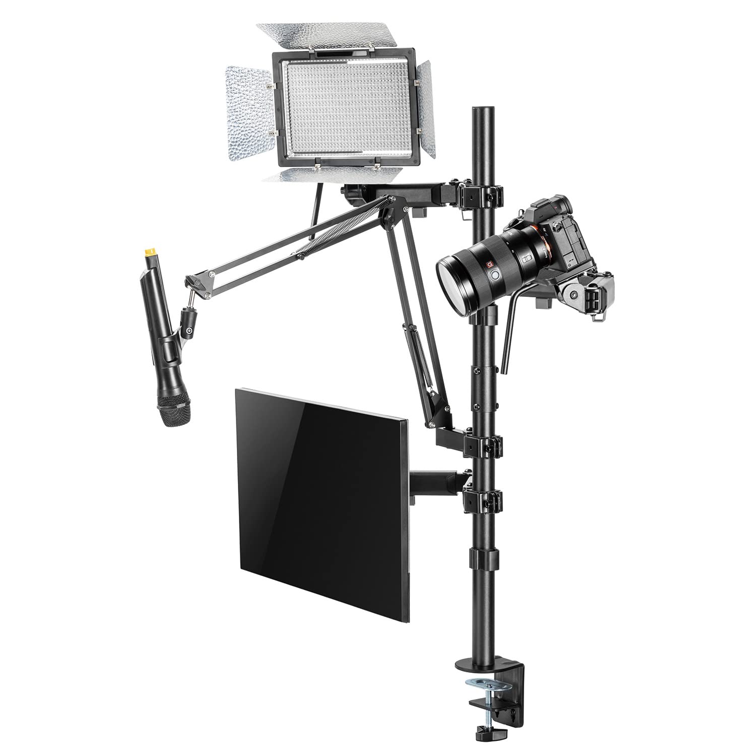 RS164 All-in-One Supporto Treppiede Professionale Supporto da tavolo per monitor 17-32", microfono, fotocamera e proiettore Supporto per treppiede da studio VESA 75x75 100x100