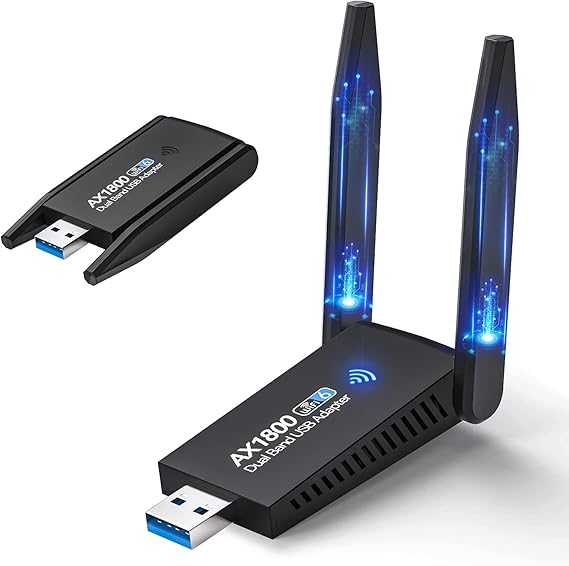 AX1800 USB WiFi Adapter, WiFi 6 Dongle for PC 802.11ax Dual Band High Gain Antenna, 5GHz / 2