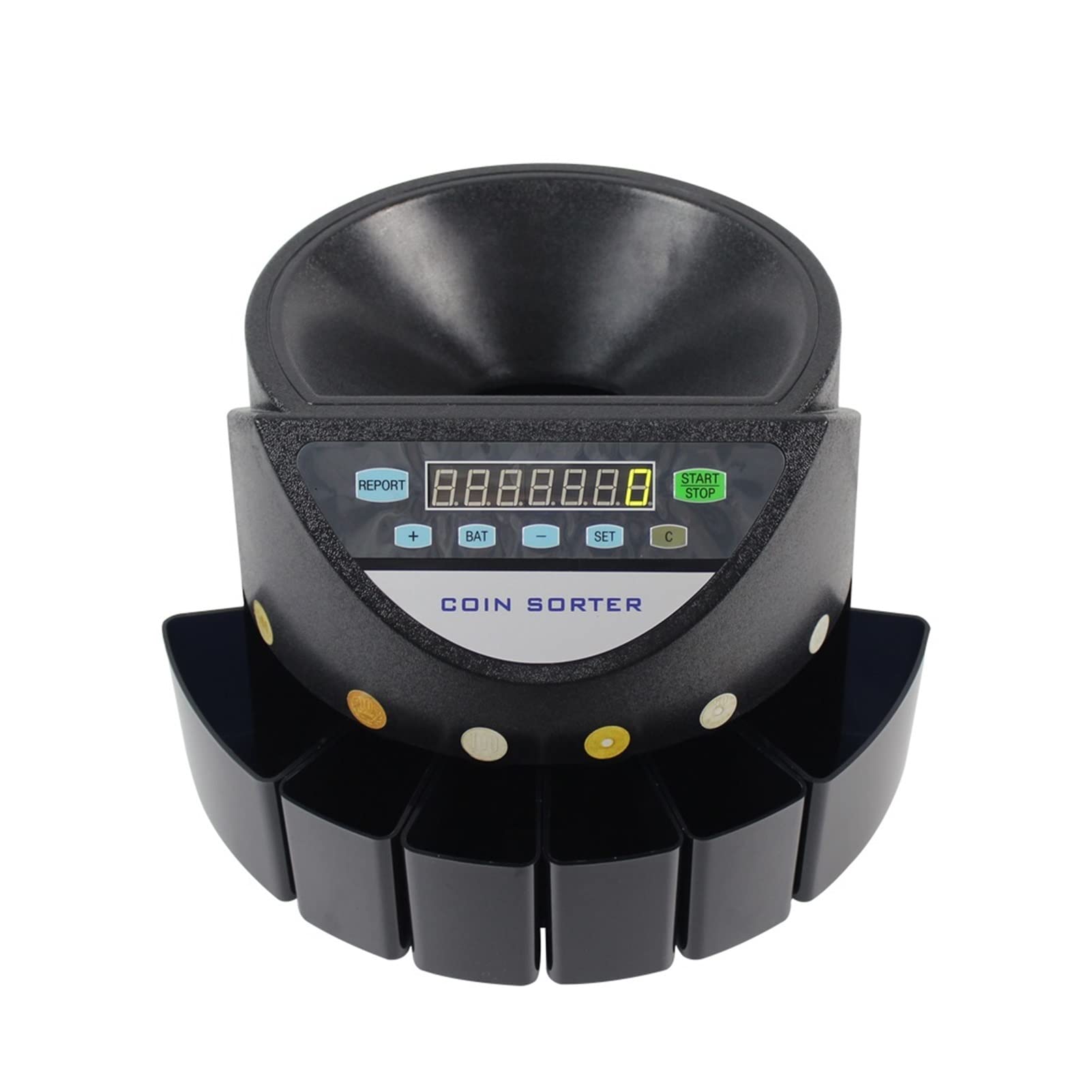 CVFRDD - Bill Counter Machine Blue Mixed Coin Value Sorter Euro For European Market Coins Counting With 8 Money Tube Money Counter(Japanese)