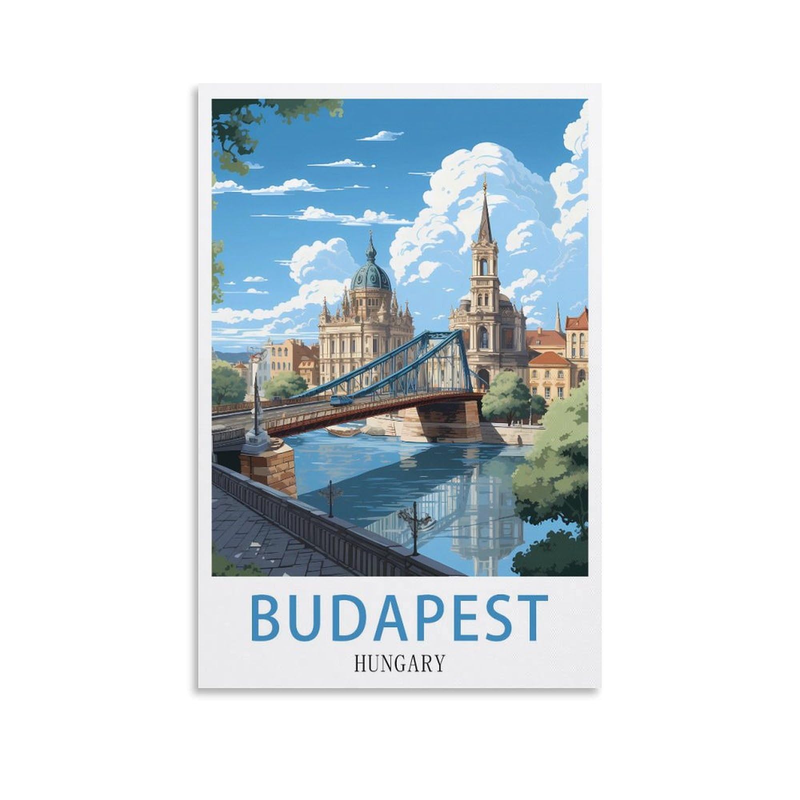 Lhjoiun Unframe-Style Budapest Hungary Vintage Travel Posters 16X24inch(40X60cm) Art Canvas Print For Living Room Bedroom Home Decoration Modern Art