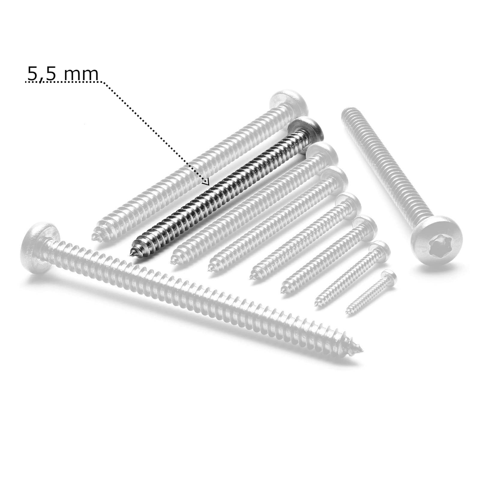 Edelstahlschrauben Linsenkopf Blechschrauben-Sortiment – 250 Teile In Edelstahl A2, Linsenkopf DIN 7981 250 Teile Schraubenset - Foto 5