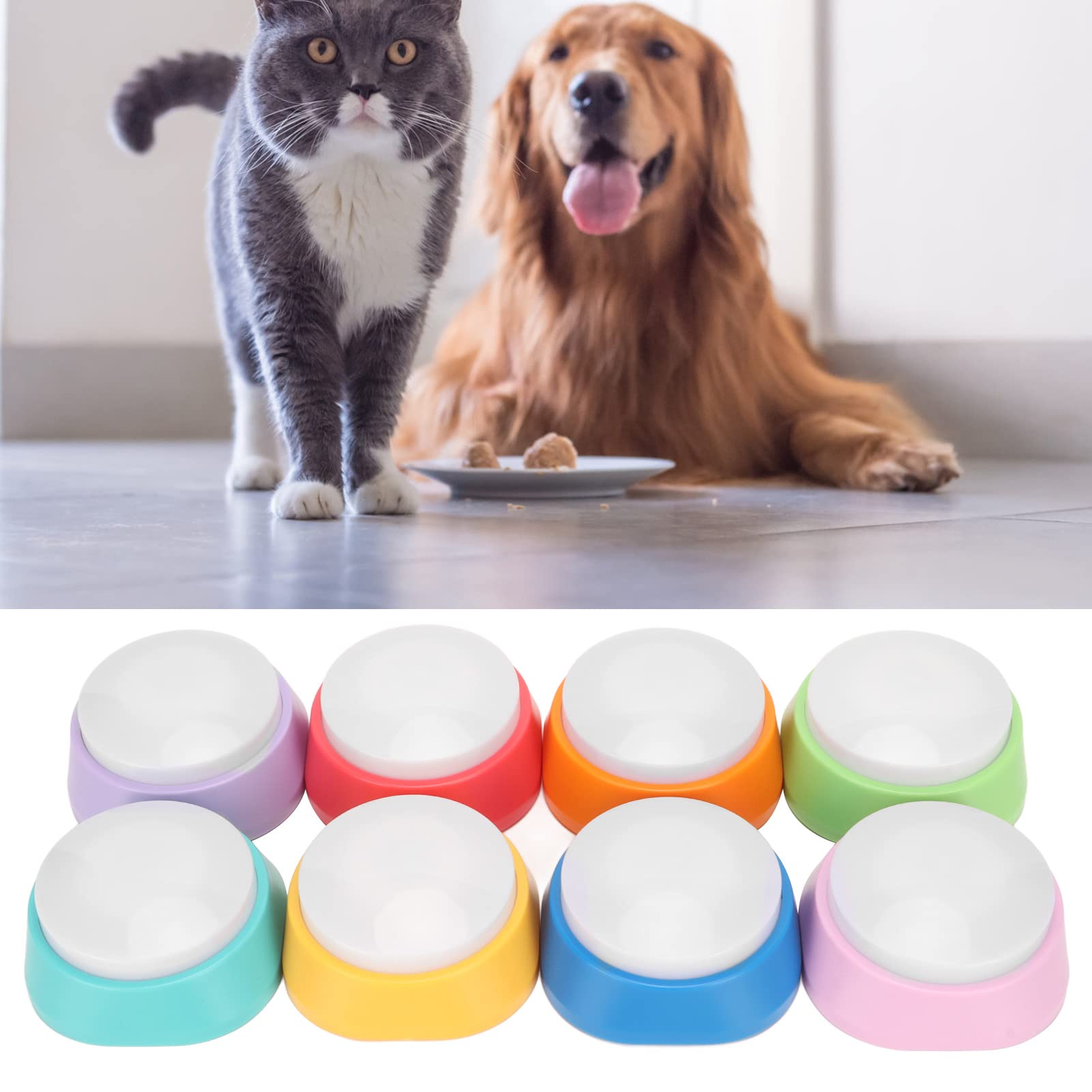 8 Botones de Grabación de Voz, Zumbadores de Entrenamiento Grabables de 30 Segundos, Botones Parlantes para Gatos, Perros, Mascotas, para Interacción de Entretenimiento