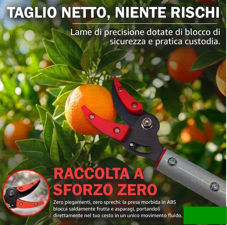 FORBICE DA POTATURA RACCOGLI FRUTTA E ASPARAGI DE LUCA MANICO PROLUNGATO 100 cm