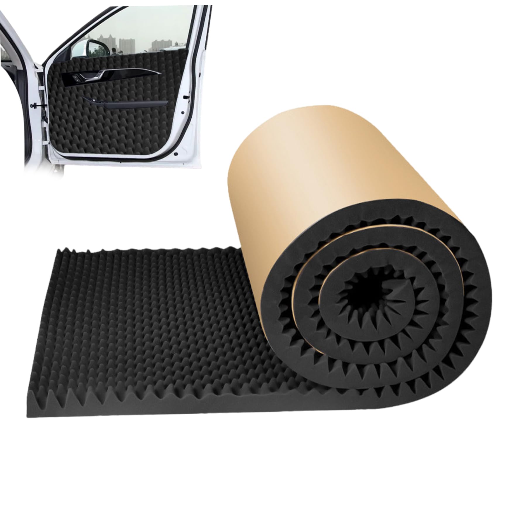 Pannelli insonorizzati 2 cm di spessore 79 x 20 Pannelli in schiuma acustica ad alta densità Schiuma fonoisolante autoadesiva resistente al fuoco e all'acqua Acustica per interni, auto, isolamento