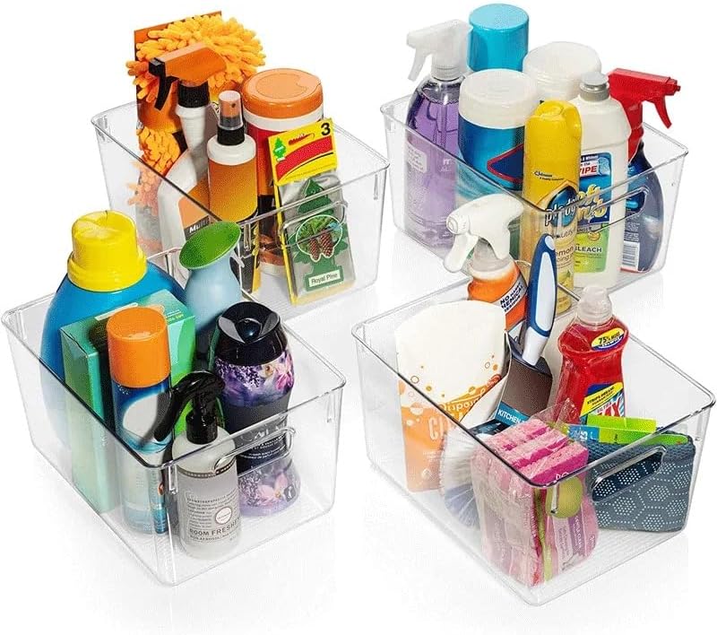 HappyAny Co. Clear Storage Organizer Bins – Stackable Pantry, Fridge & Cabinet Organization Containers, BPA-Free Plastic, Space-Saving Kitchen & Bathroom Storage with Easy Access Design