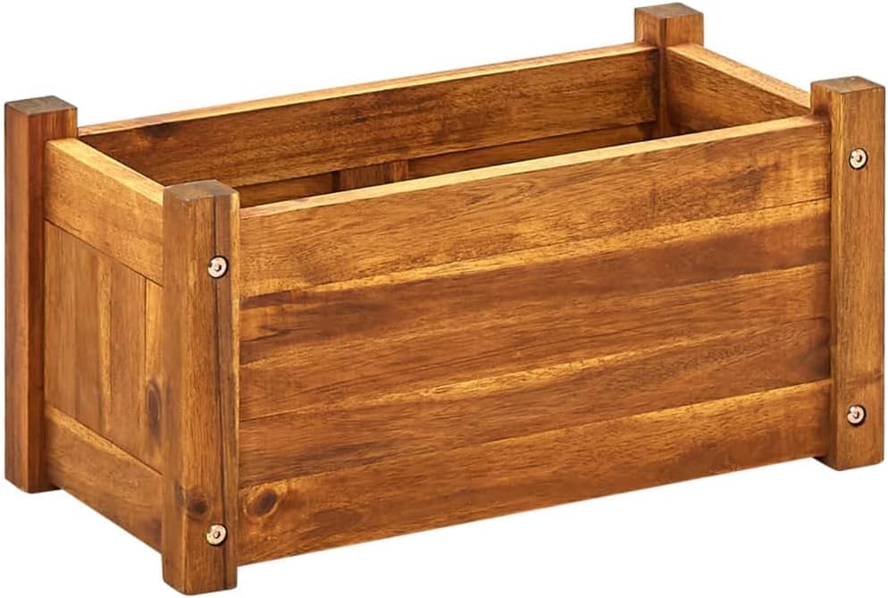 Garden Raised Bed Acacia Wood 19.7"x9.8"x9.8",Pots & Planters-9.68lbs,Non-Slip