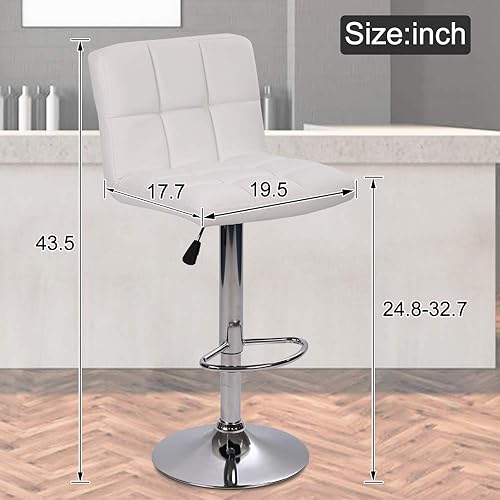 Miniatura 2 de Dkeli Juego de 2 taburetes de bar giratorios de altura ajustable con respaldo de piel sintética duradera, silla de comedor moderna para cocina,