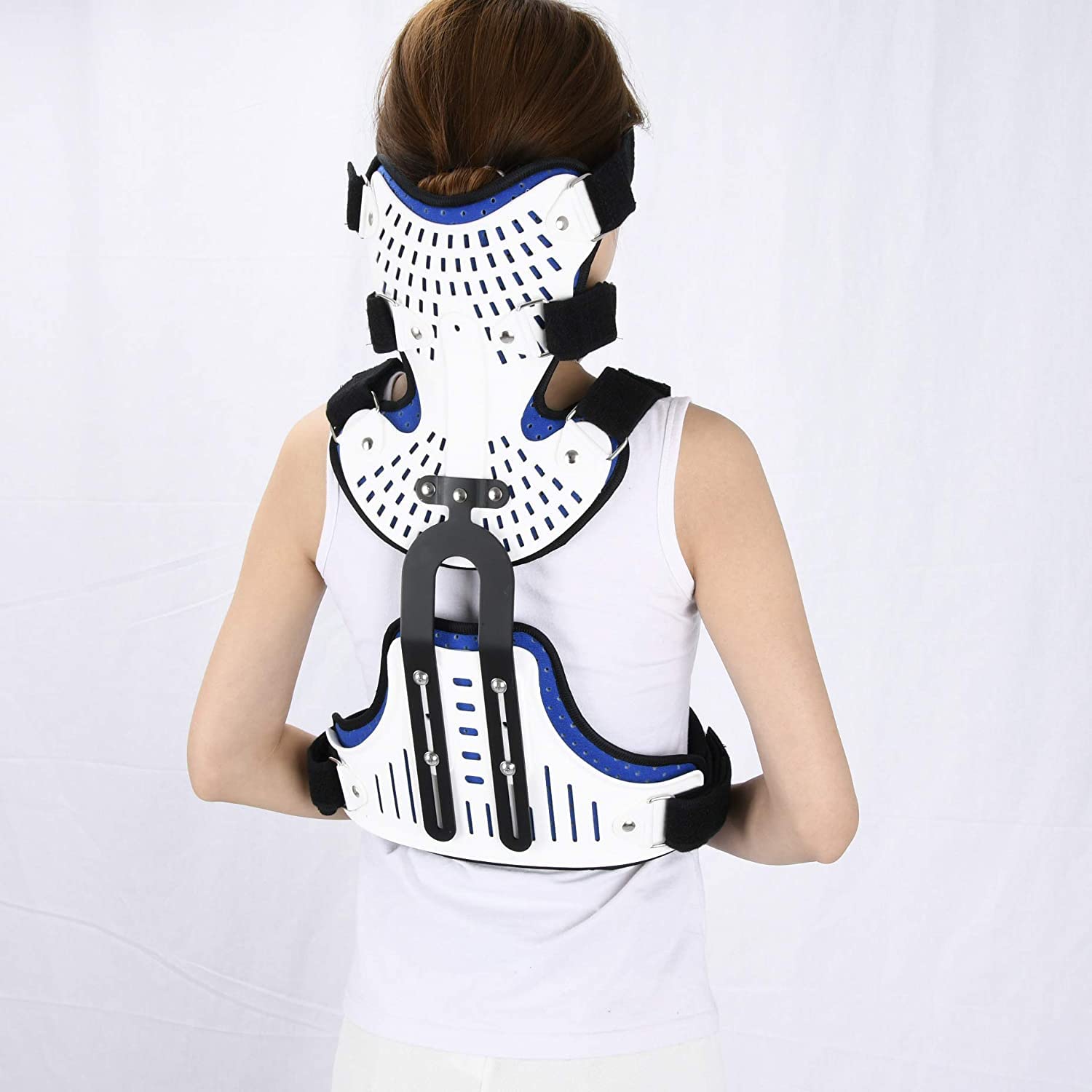 MRKU Ortesis Ajustable para Cabeza, Cuello, Pecho, Columna Cervical y torácica, para Alivio de Lesiones en el Cuello, la Parte Superior de la Espalda y la Cabeza.