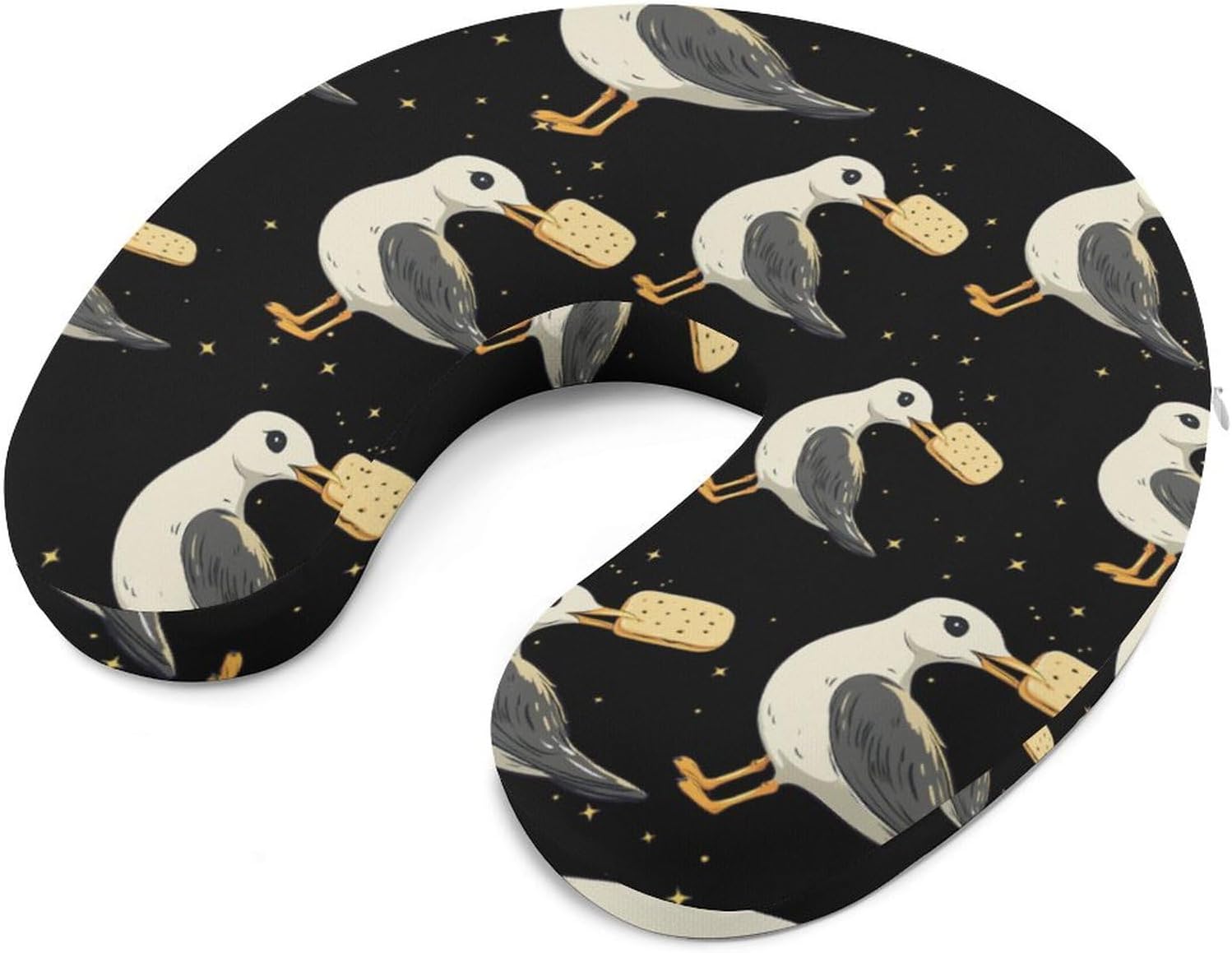 Seagulls with A Cracker Memory Foam Pillows U Shaped Travel Neck Pillow