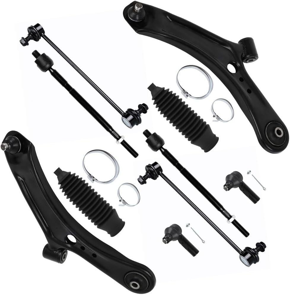 SCITOO 10pcs Front Suspension Kit Lower Control Arm And Ball Joint Inner Outer Tie Rod End w/Boot Sway Bar End Link Replacement for 2007-2013 for Suzuki SX4