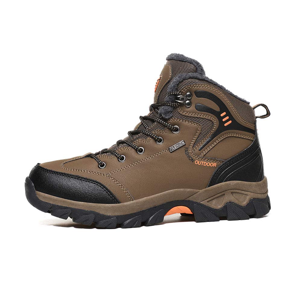 Épaisses chaussures chaudes de randonnée, haut-Top Plus Velvet Non-Slip confortable Bottes de neige, randonnée en plein air Chaussures, Chaussures homme en coton,Marron,45