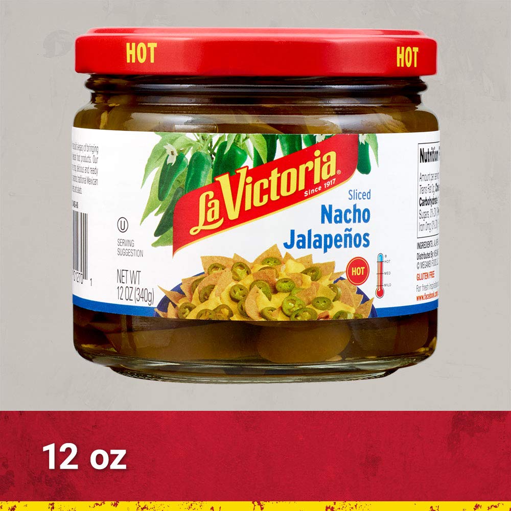 La Victoria Nacho Sliced Jalapeños Hot, 12 Ounce (Pack of 12)