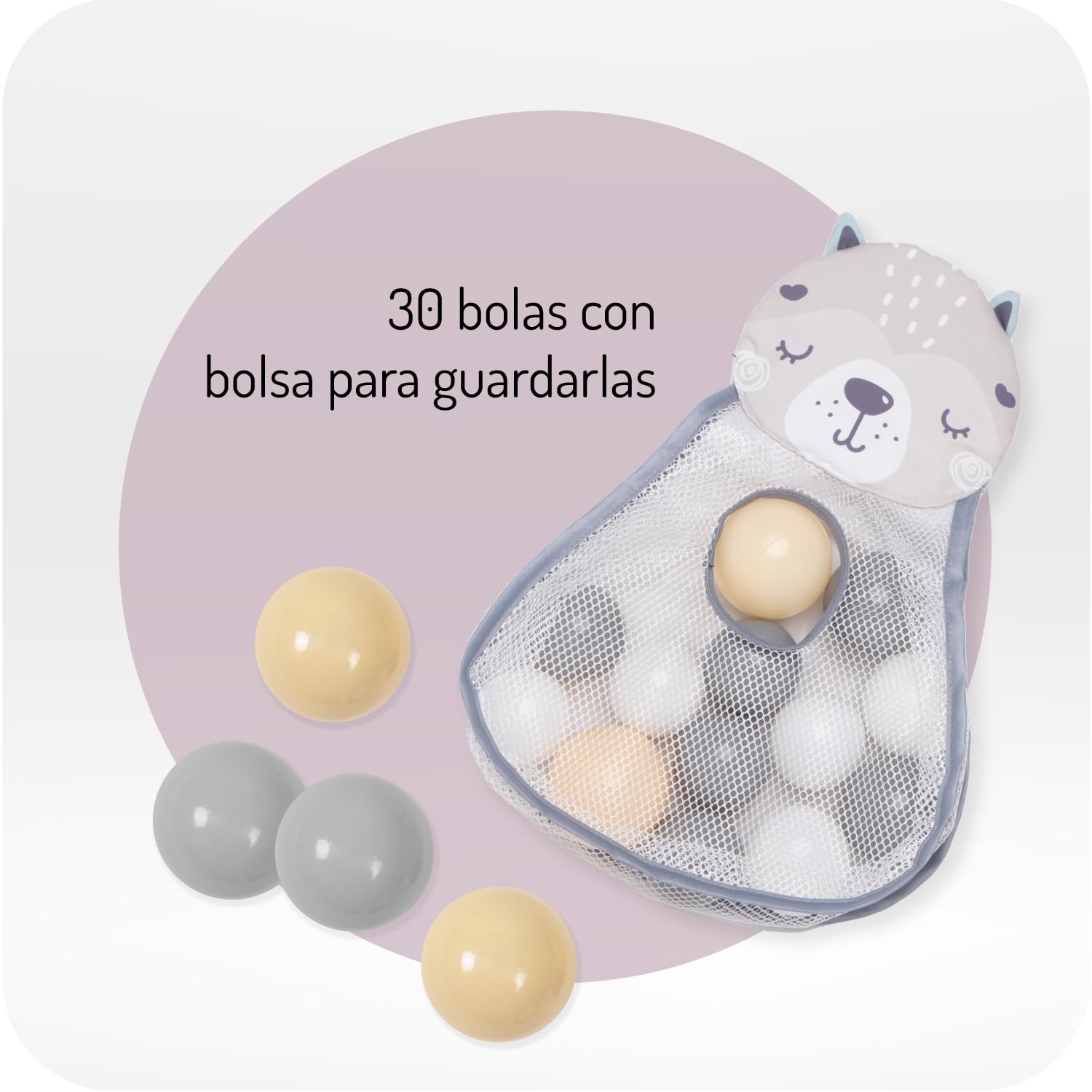 MoMi PASTEL arco de juego con colchoneta para gatear 3 en 1 para bebés desde el nacimiento, colchoneta de actividades sensoriales con 2 arcos, baño de bolas, 5 juguetes