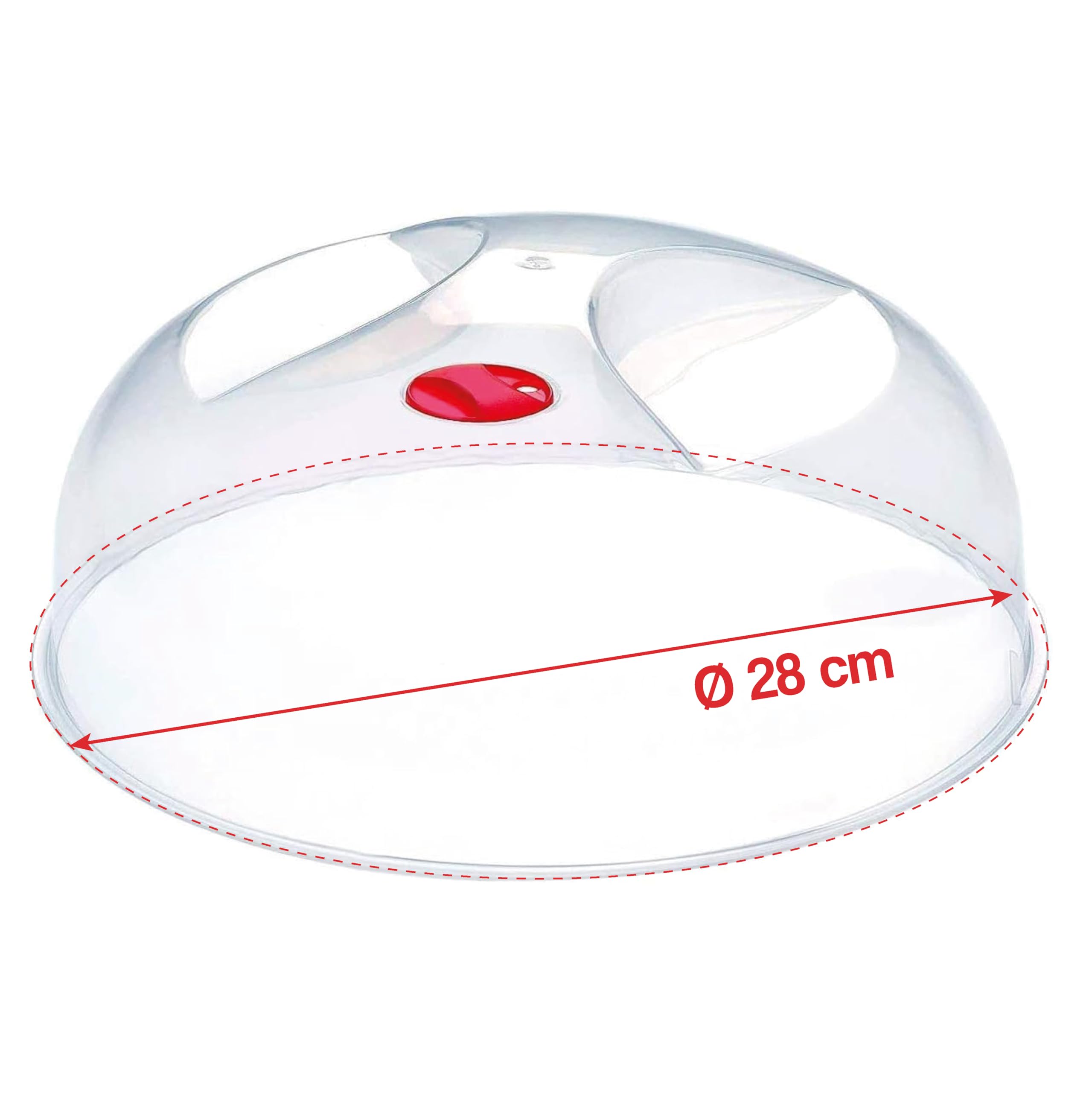 Tapa Microondas Libre BPA - Tapadera Microondas - Tapa con Salida de Vapor y Válvula - 28 cm - Polipropileno - Rojo - Perfecta para Proteger Platos de Comida