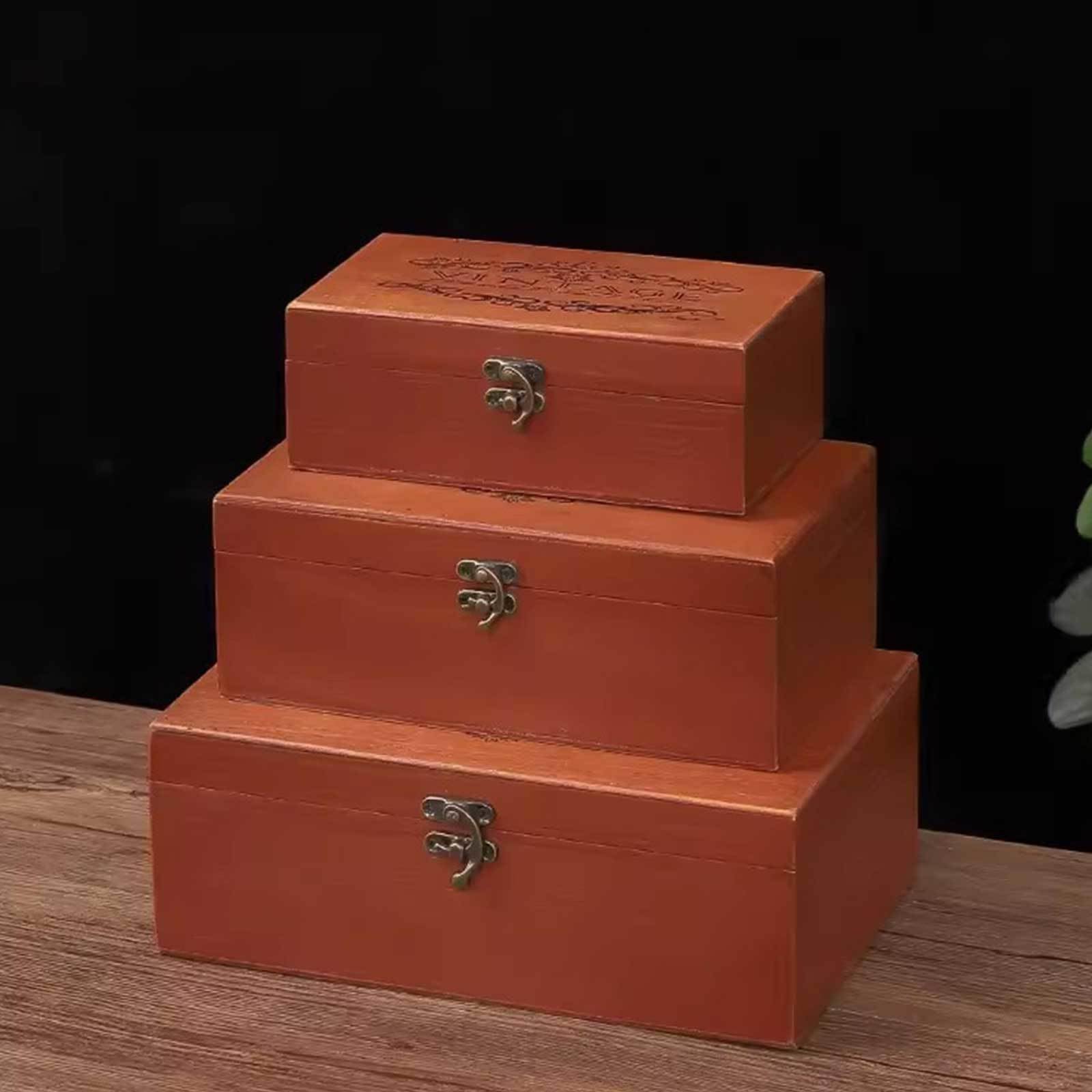 Pudełko na biżuterię, Hand Carved Wooden Multipurpose Jewelry Trinket Storage Organizer Box Multiple Sizes(M)