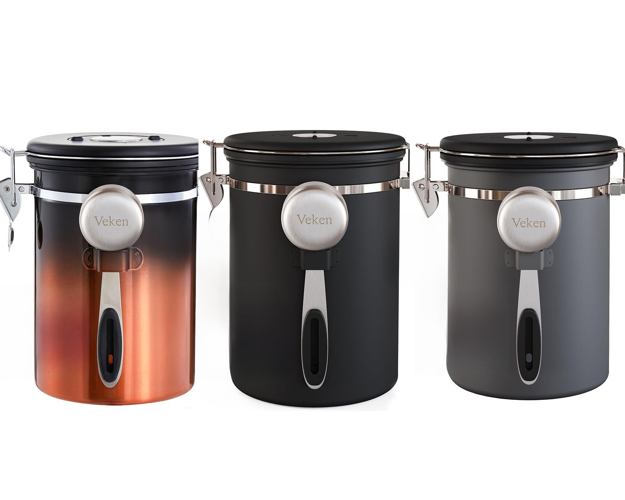 Veken 22oz Grey&Black&Copper Coffee Canister