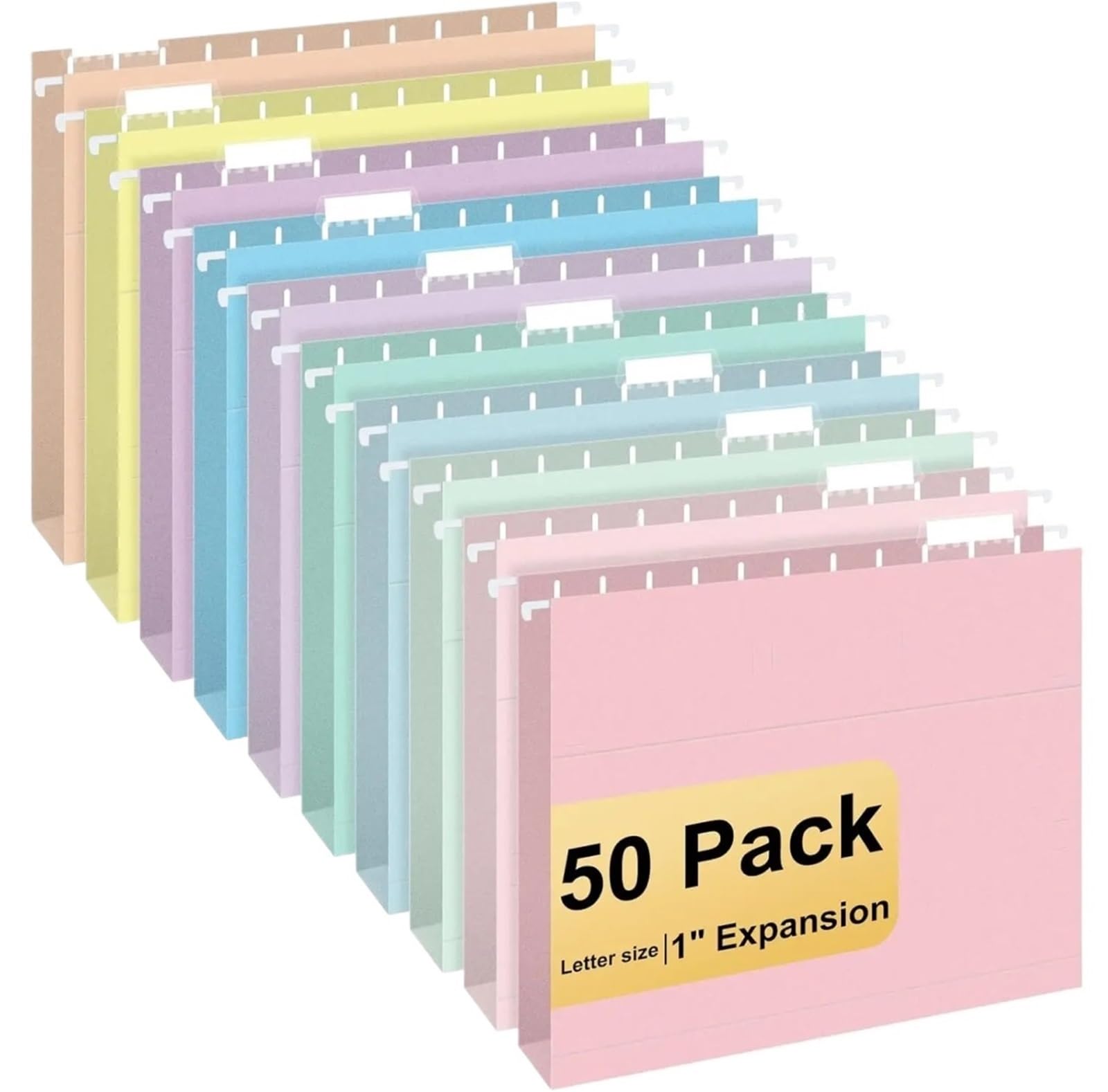 Hängeregistraturen, Briefgröße mit 1/5-geschnittenen Reitern, Macaron-Farben, für Zuhause und Büro, 50 Stück