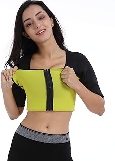 Bakerdani Womens Hot Thermo T Shirt Neoprene Slimming Shapewar Best Body Shaper Workout Sweat Sauna Suit Sports Fat Burner Tummy Control Slimmer with Zip for Weight Loss Black