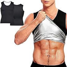 Men's Slimming Shirt, Neoprene Vest Reducer for Sports, Fitness, Sauna Sweating Fast, S/M, Black/White, S-M