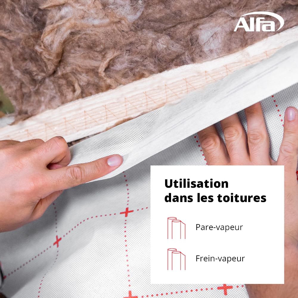 Alfa Ruban adhésif double face pour pare-vapeur – 20 mm x 50 m – 4 pièces | Fixation pour frein-vapeur et membrane de sous-toiture, sans solvants, usage intérieur et extérieur, remplace l’agrafage