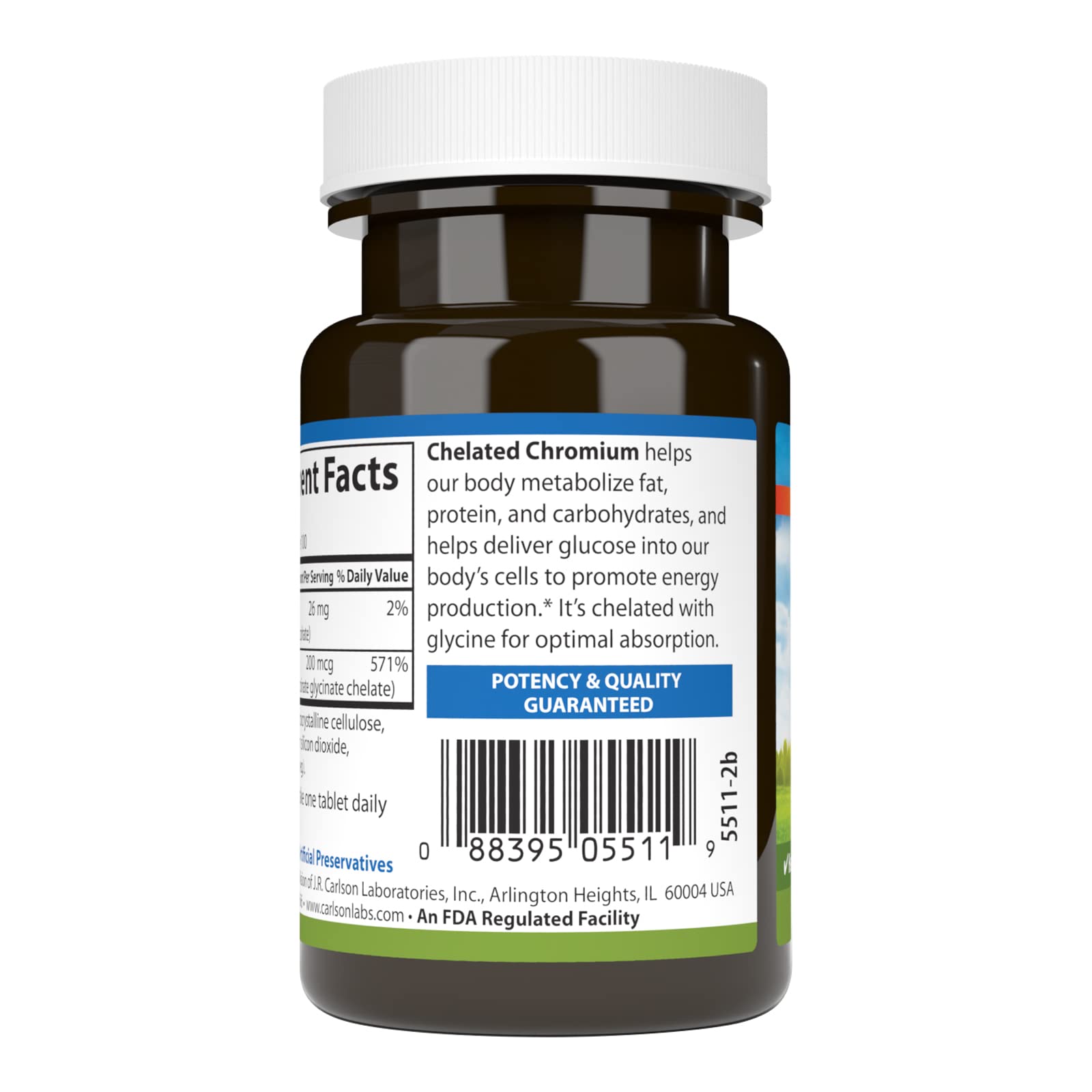 Carlson Chelated Chromium, 200 mcg, Superior Absorption, 100 Tablets — Amazon image 3