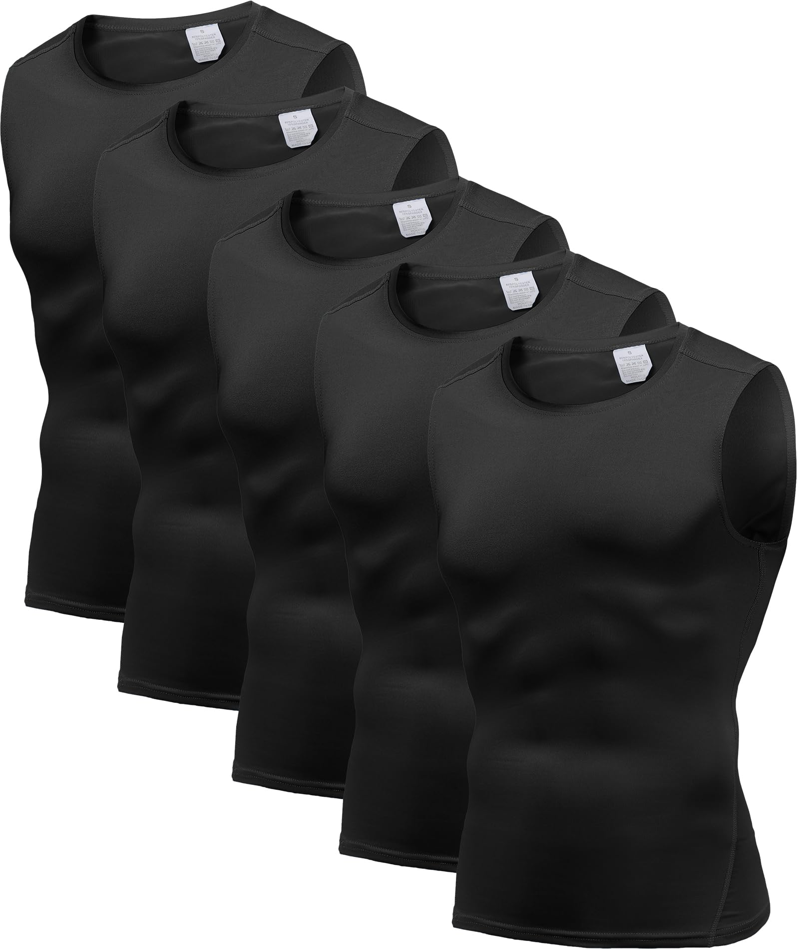 Holure Men's 3 or 5 Pack Compression Tank Tops Athletic Muscle Tee Fitness Bodybuilding Sleeveless T-Shirt