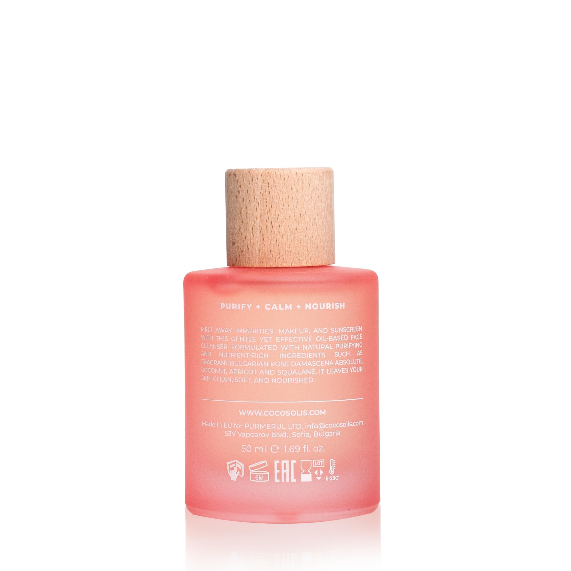COCOSOLIS ROSE Purify & Nourish Oil Cleanser, olio detergente idratante e struccante, vegano, con estratto di rosa e vitamina E