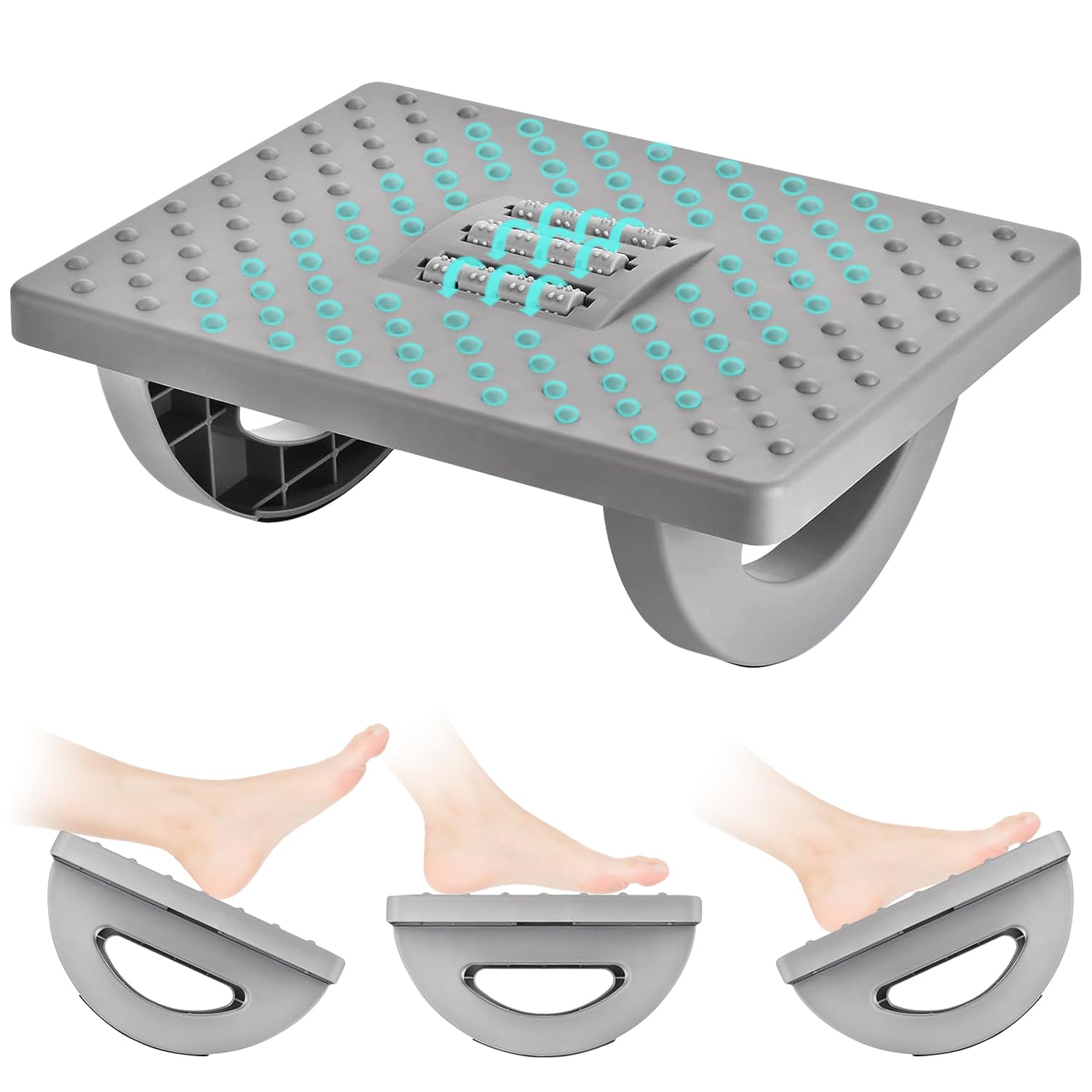 Poggiapiedi Per Ufficio Navaris - Altezza Regolabile E Piano Inclinabile - Antiscivolo - Foto 9