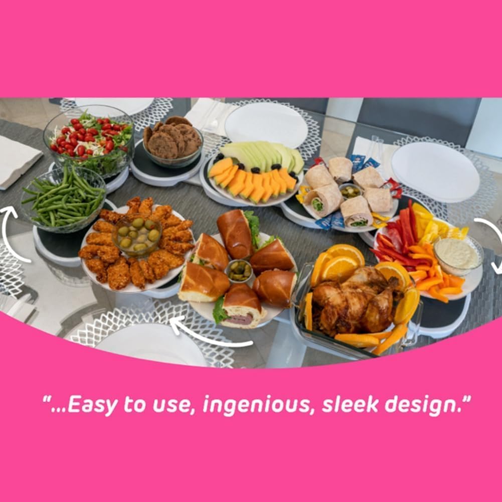 Tocadiscos extensible Lazy Susan para mesa de comedor, antideslizante y resistente al calor, fácil montaje, bandeja de almacenamiento giratoria Lazy Susan, perfecta para comidas familiares, fiestas y