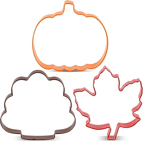 Miniatura 7 de LILIAO Juego de cortadores de galletas de Acción de Gracias, 3 piezas, calabaza, hoja de arce y pavo, cortadores de fondant de galletas de pavo con