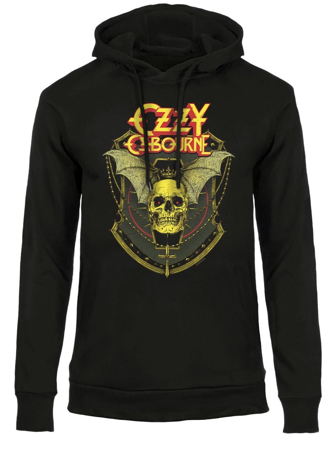 Ozzy Osbourne Kapuzenpullover Bat Skull Offizieller Rock Herren Hoodie | Baumwoll-Sweatshirt mit Seitentaschen, offizielle Lizenz, Regular Fit, Heavy Metal Hard Rock Sweatshirt