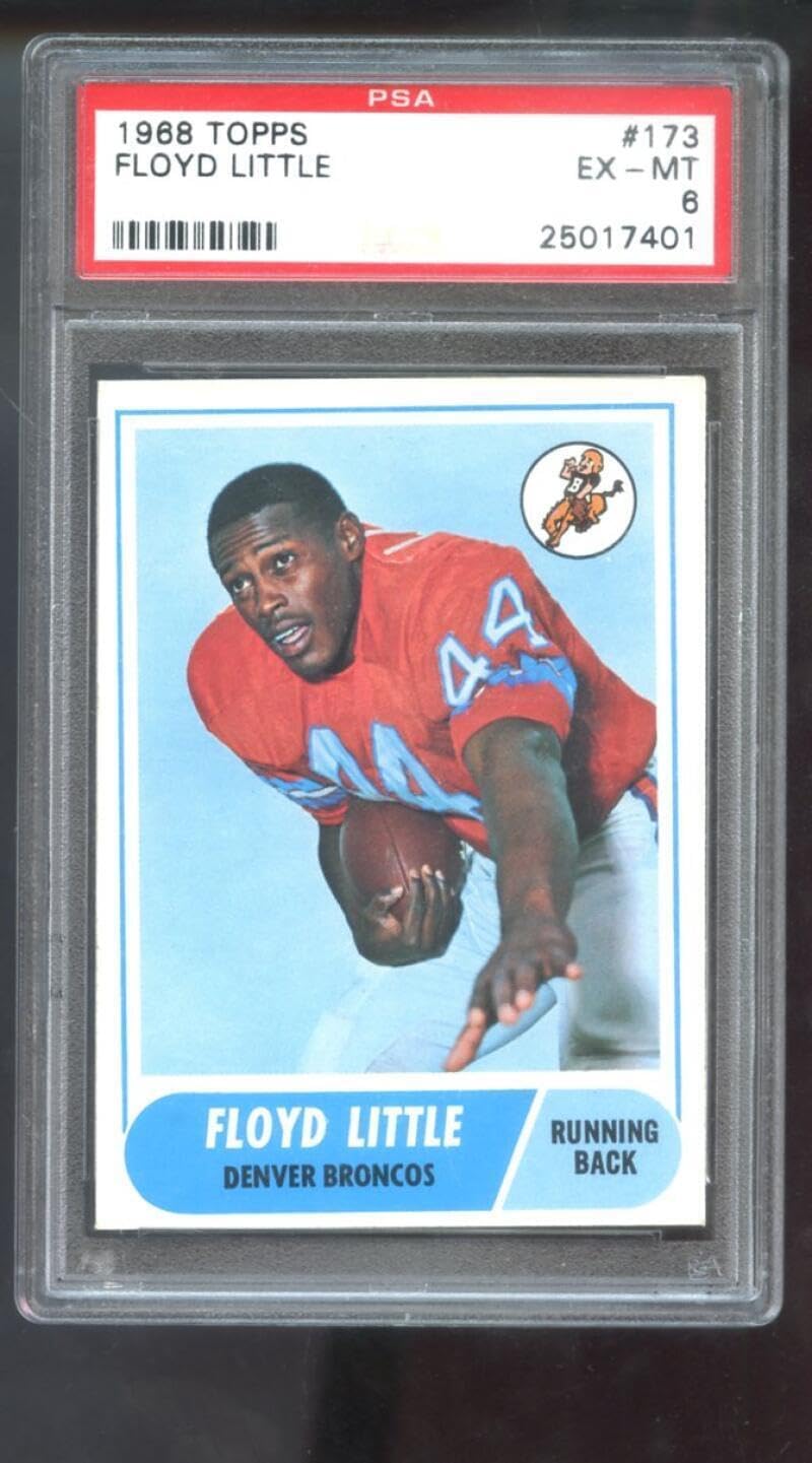 1968 Topps #173 Floyd Little ROOKIE RC PSA 6 Graded Football Card Denver Broncos - Unsigned Football Cards