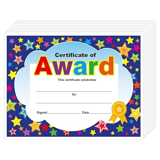 Yoklili 45-Pack Certificate of Award for Teachers Students Back to School Classroom Supplies, Printable, 8.5 x 11 Inches
