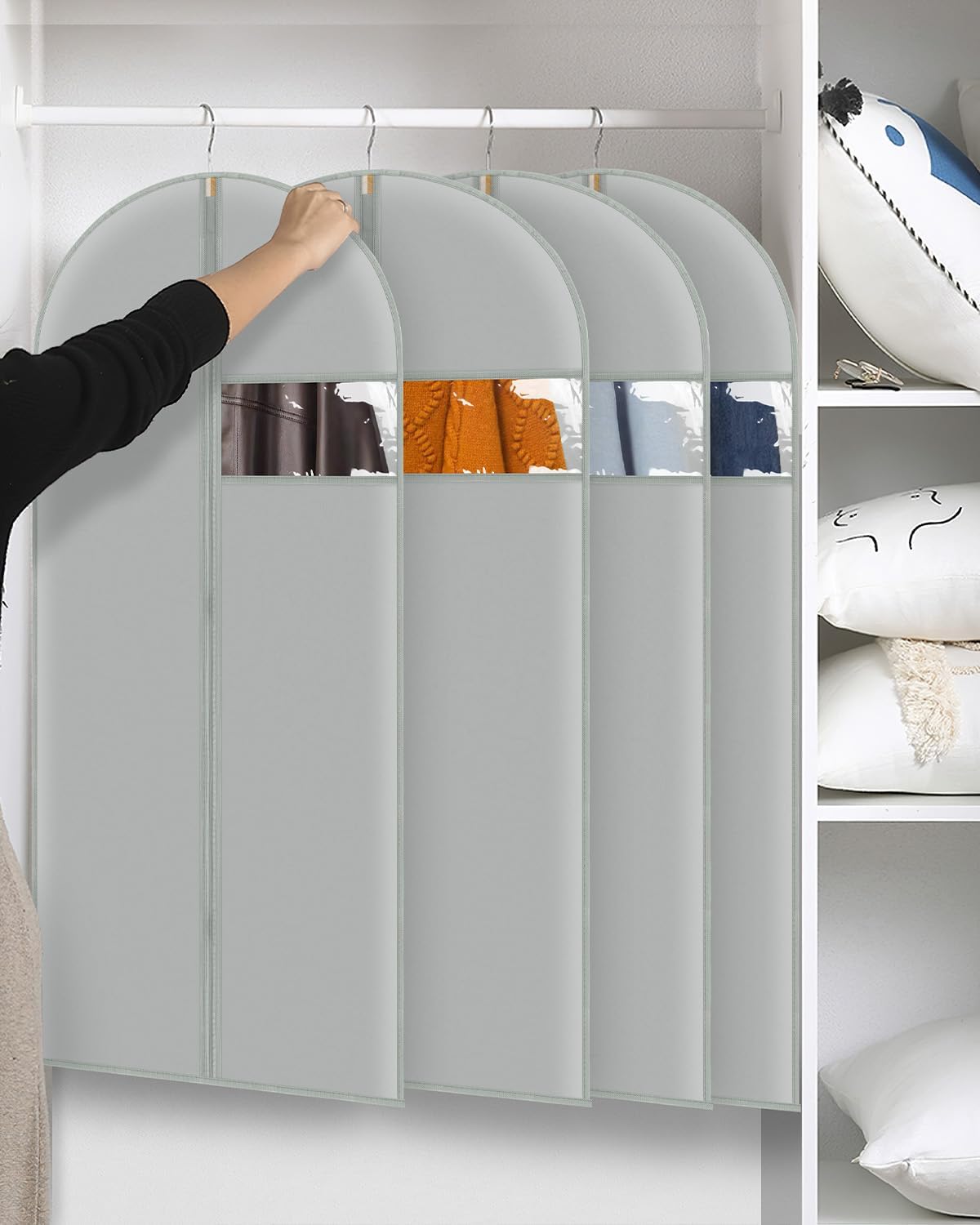 Garment Bags Suit Bags for closet storage 9 Packs Garment Covers 24 x 43 Inchs for Storage Suits, T-shirts and Jackets, Suit Covers for Hanging Clothes on Closet or Travel