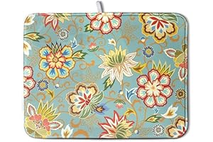 Stunning Bohemian Floral Dish Drying Mat Enchants Your Kitchen with Vibrant Mandala and Vintage Grace