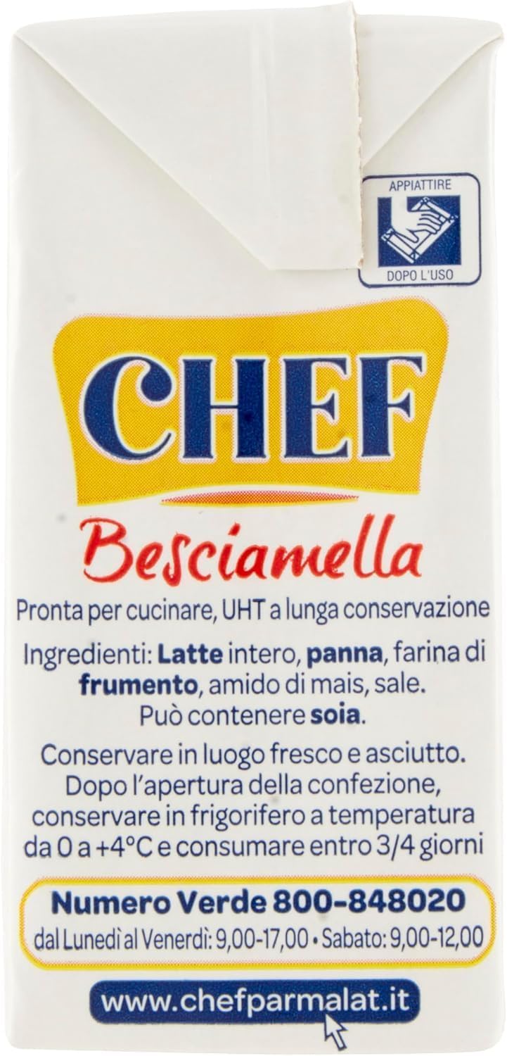 Parmalat Chef Besciamella, Salsa Besciamella Classica, Confezione da 10 x 200 ml, Solo Ingredienti Naturali, + portachiavi italy shop service
