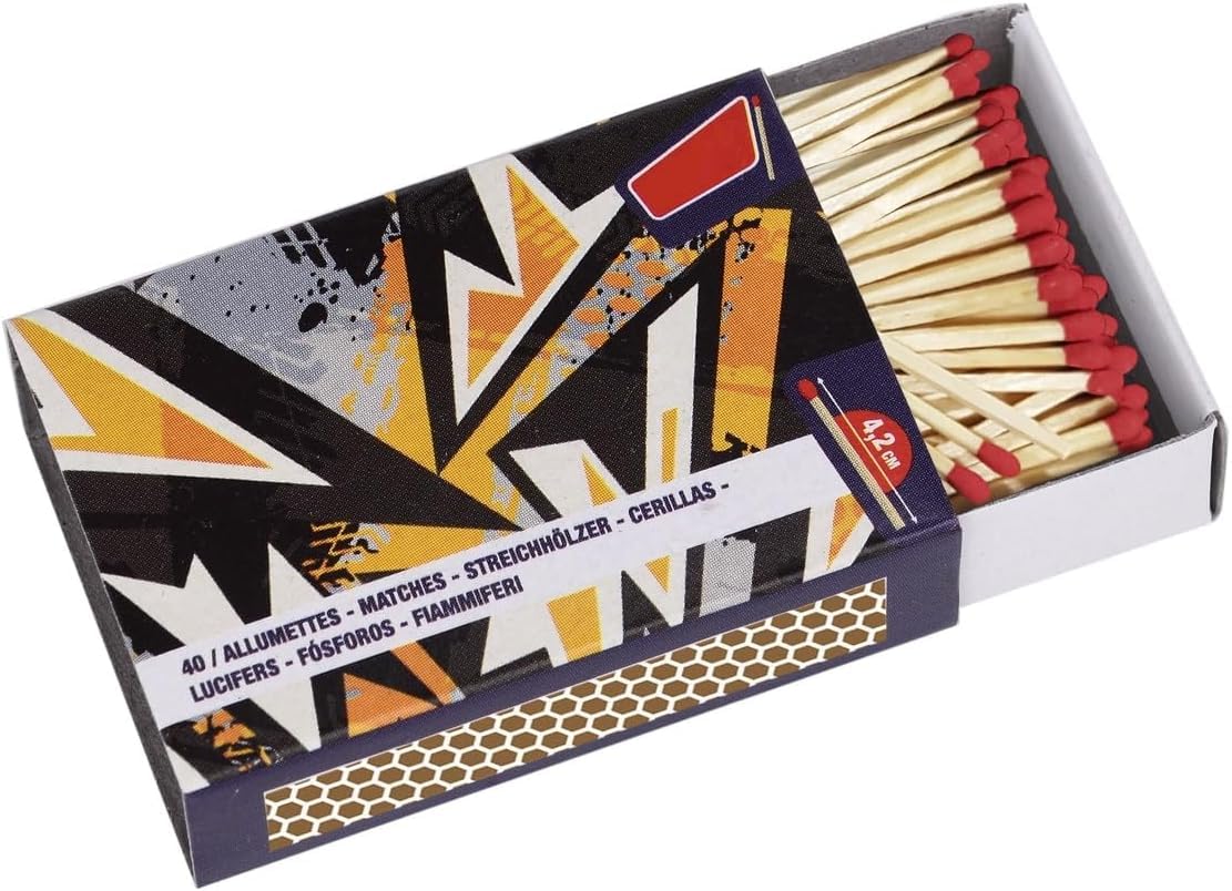 Fiammiferi in Legno Cerini Accendifuoco 1200 Pezzi – 30 Scatole da 40 Fiammiferi – Lunghezza 4,2 cm – Accendifuoco Naturale per Caminetto Stufa BBQ Candela Campeggio Fiammiferi Famiglia Lunghi Sicuri
