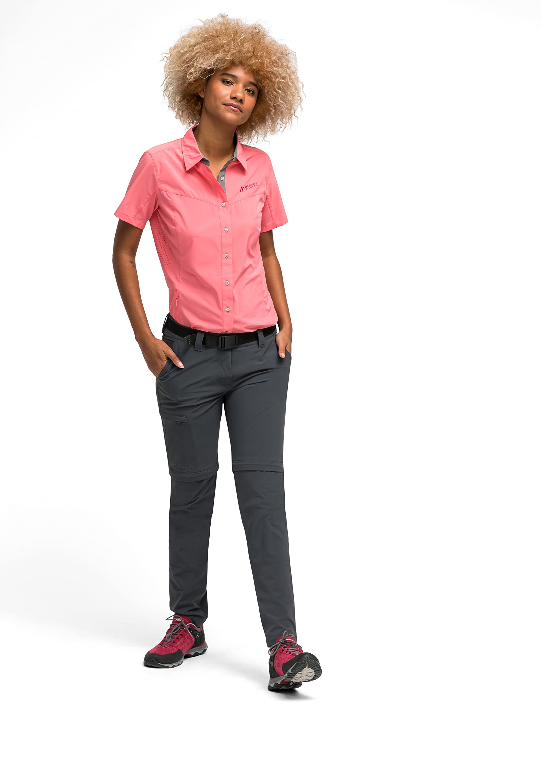 Maier Sports Inara Slim Zip, Damen Wanderhose, Wasserabweisende Hose für Trekking und Hiking, Enganliegender Schnitt, Zipp-Off-Funktion, PFC-frei, mSTRETCH pro 4 & Dryprotec
