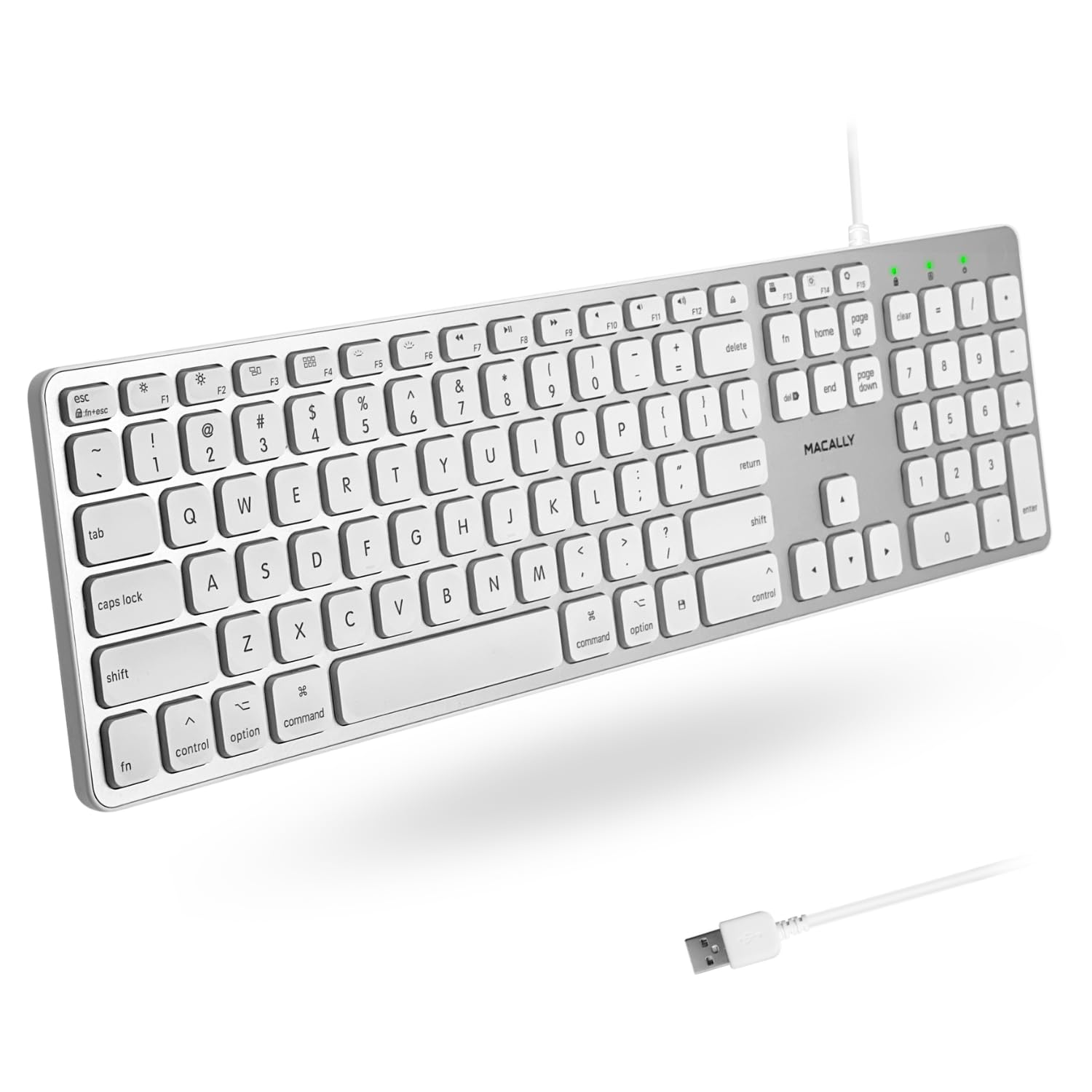 Macally Backlit Wired Keyboard for Mac | Compatible Apple Keyboard with Numeric Keypad | Comfortable All Day Typing USB Keyboard for MacBook Pro/Air, iMac, Mac Mini/Pro