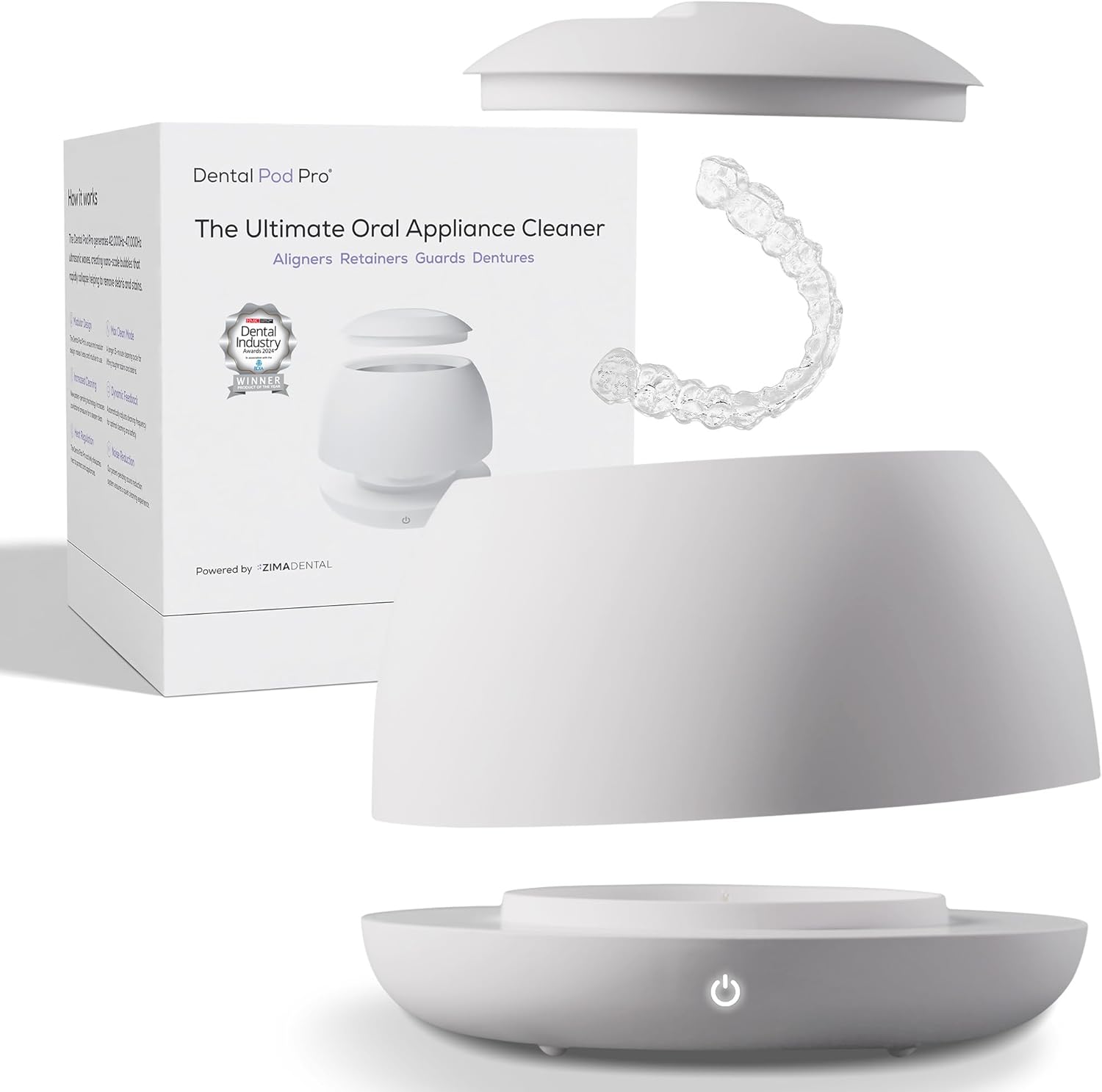 Product image of Zima Dental Pod PRO: New Ultrasonic Retainer Cleaner Machine. Market-Leading, Best Aligner Cleaner, Nightguard Cleaner, Mouthguard Cleaner, Denture Cleaner, Ultrasonic Cleaner for Oral Dental Care