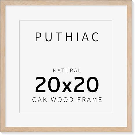 puthiac 20x20 Oak Wood Picture Frames -20"x20" Poster Frames for Wall, 20x20 Picture Frames for Wall, 20 x 20 Picture Frame, 20 x 20 Frame(1 Pack, Beige)