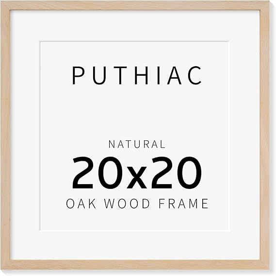 puthiac 20x20 Oak Wood Picture Frames -20"x20" Poster Frames for Wall, 20x20 Picture Frames for Wall, 20 x 20 Picture Frame, 20 x 20 Frame(1 Pack, Beige)