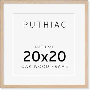 puthiac 20x20 Oak Wood Picture Frames -20"x20" Poster Frames for Wall, 20x20 Picture Frames for Wall, 20 x 20 Picture Frame, 20 x 20 Frame(1 Pack, Beige)