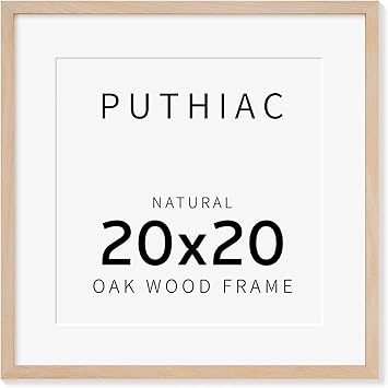 puthiac 20x20 Oak Wood Picture Frames -20"x20" Poster Frames for Wall, 20x20 Picture Frames for Wall, 20 x 20 Picture Frame, 20 x 20 Frame(1 Pack, Beige)