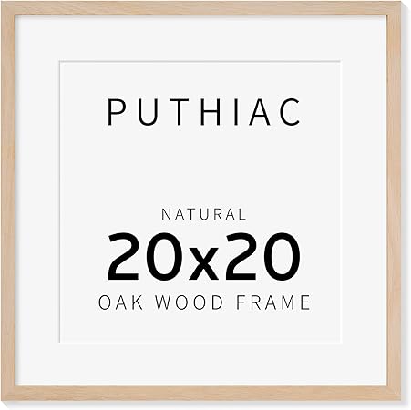 puthiac 20x20 Oak Wood Picture Frames -20"x20" Poster Frames for Wall, 20x20 Picture Frames for Wall, 20 x 20 Picture Frame, 20 x 20 Frame(1 Pack, Beige)