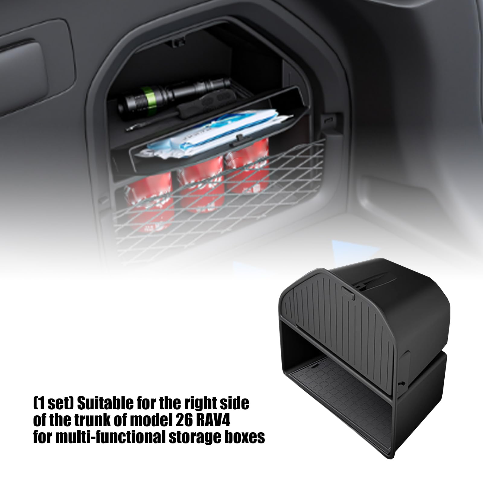 Box per Scomparto Laterale del carico Posteriore per rientranza Laterale del Veicolo, Organizer da 15 Litri per Articoli Spesa, Articoli Base per Viaggio e Piccoli Strumenti Scomparto