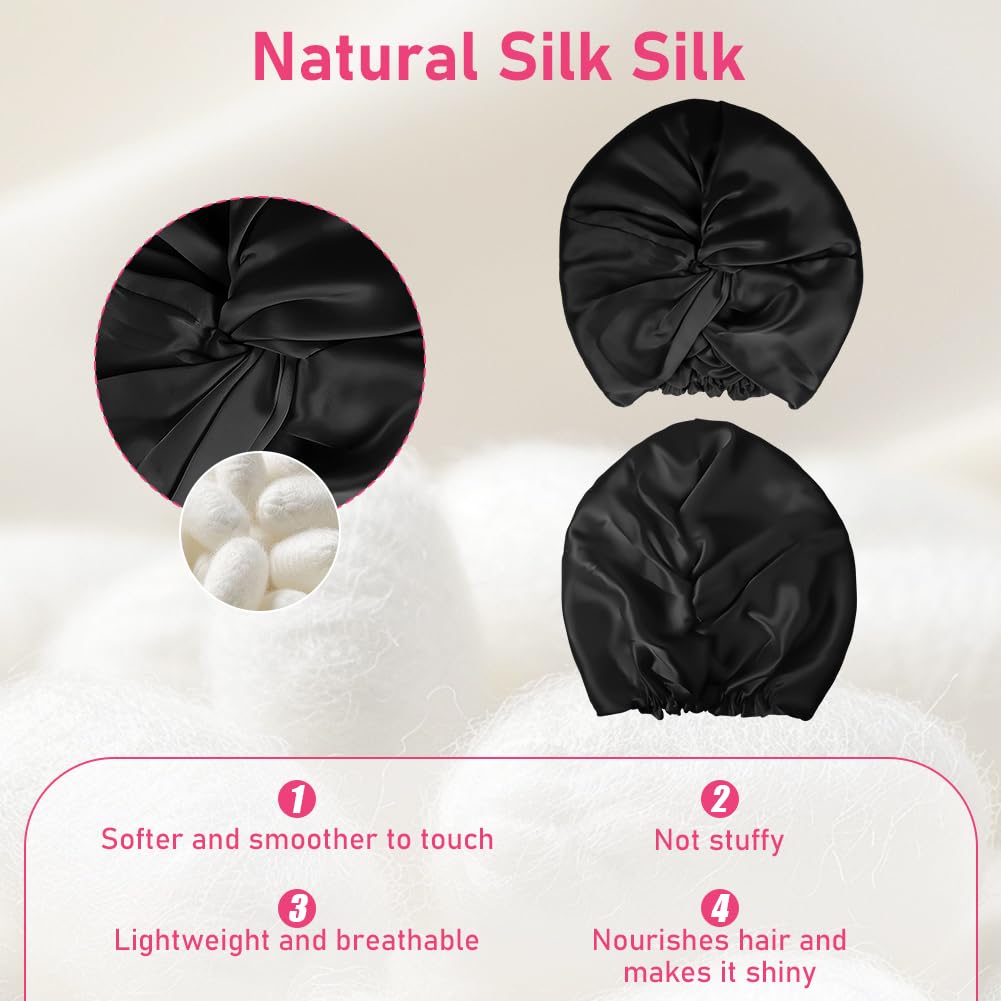 AOOWU Satin Bonnet, Silk Sleep Bonnets for Women Double Silk Layer Sleep Cap, Night Sleep Cap - Image 4