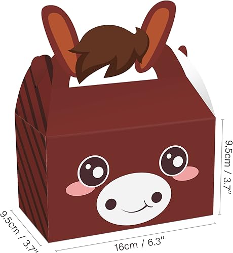Miniatura 5 de Paquete de 12 cajas de regalo de fiesta de animales de granja, caja de regalo de fiesta temática de animales, cajas de cartón con asa para baby