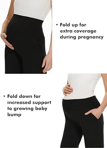 Miniatura 9 de Ecavus Pantalones de maternidad anchosrectos versátiles cómodos palazzo para mujer pantalones elásticos de embarazo