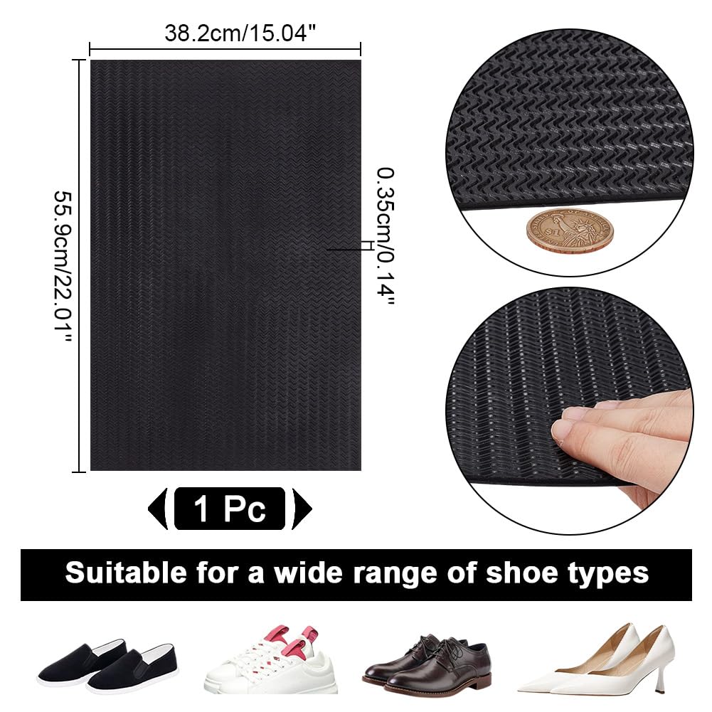 NBEADS Riparazione Suola In Gomma, Materiale per La Riparazione Del Fondo Delle Scarpe Antiscivolo Da 3.5mm di Spessore per La Riparazione Della Suola per Stivali, Scarpe In Pelle, Nero, 56x38cm